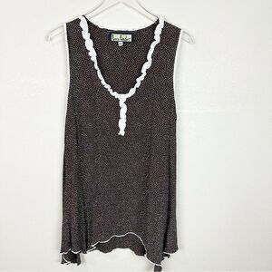 Loco Lindo Western Sleeveless Tank Top Brown Polka Dot Size XXL